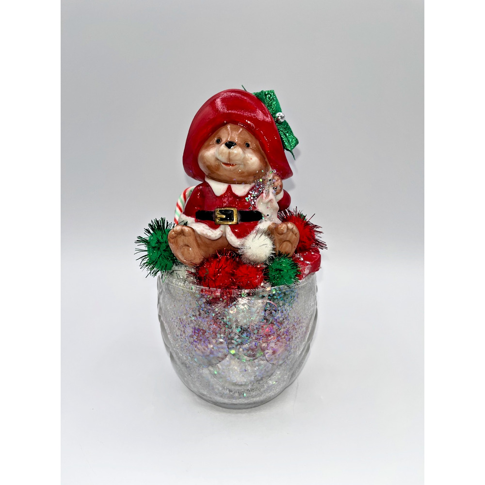 Vintage Christmas Candy Cane Santa Bear Santa Paws here,I've got the stash! OOAK - Picture 2 of 16